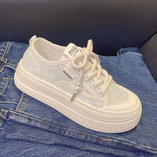 Damen Sneaker mit modischer Plateausohle und dekorativem Schnürsystem R&B