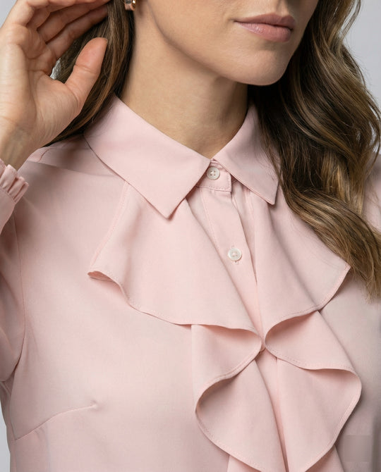 Damen Bluse Mitraffinierten Rüschendetails und Eleganten Ärmeln R&B
