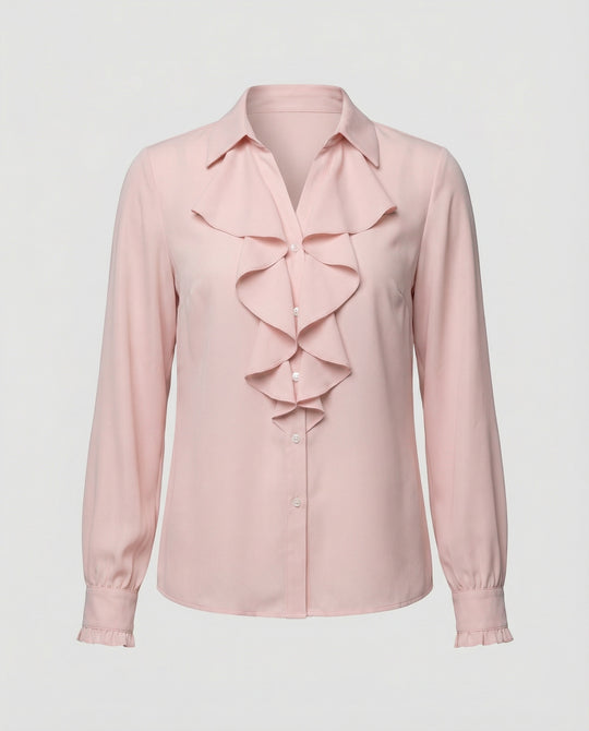 Damen Bluse Mitraffinierten Rüschendetails und Eleganten Ärmeln R&B