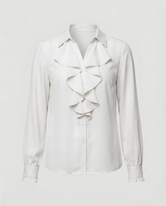 Damen Bluse Mitraffinierten Rüschendetails und Eleganten Ärmeln R&B