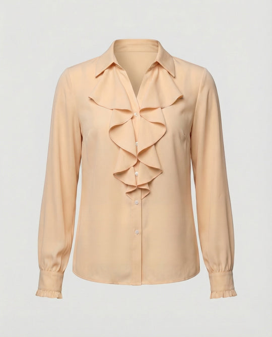 Damen Bluse Mitraffinierten Rüschendetails und Eleganten Ärmeln R&B