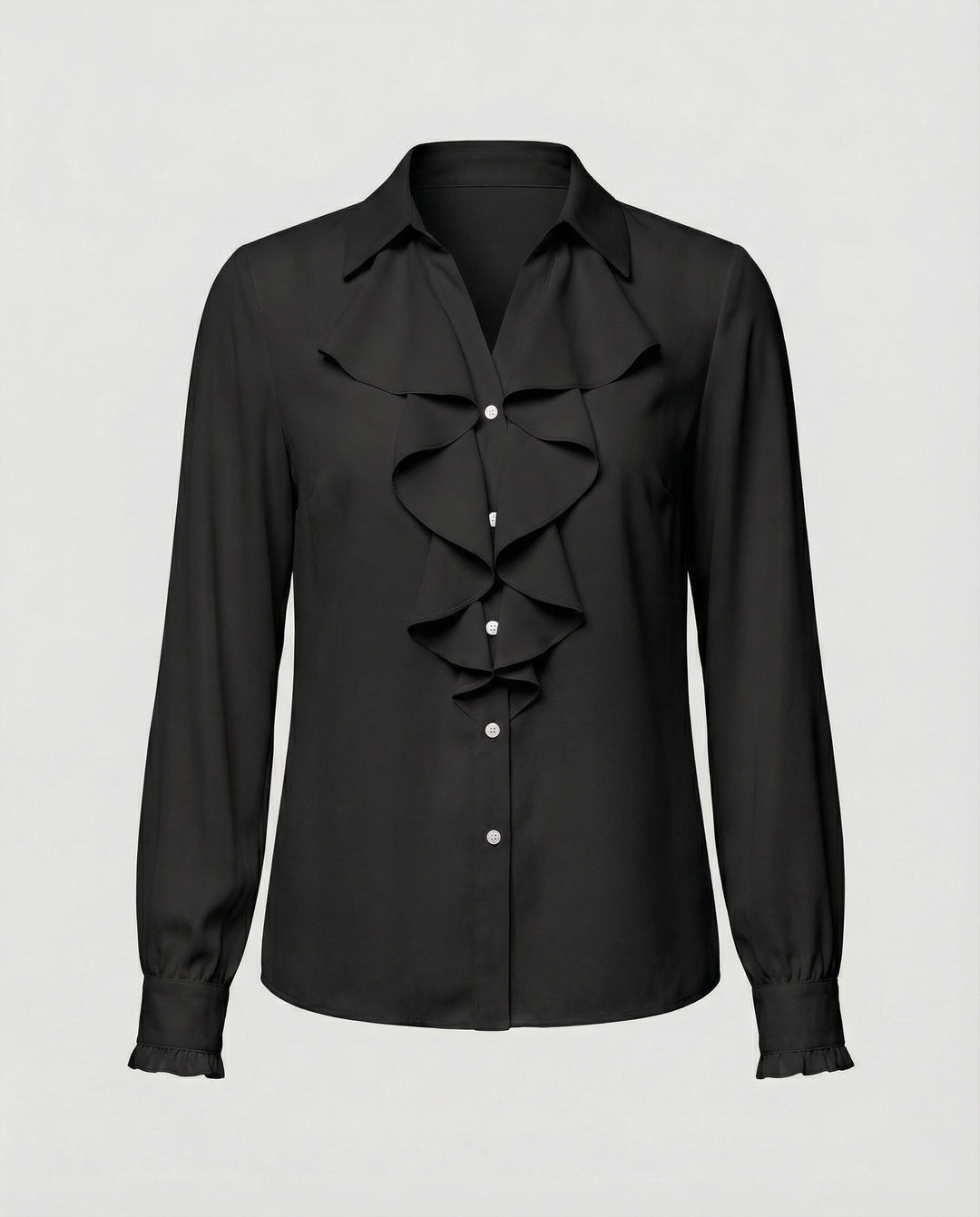 Damen Bluse Mitraffinierten Rüschendetails und Eleganten Ärmeln R&B