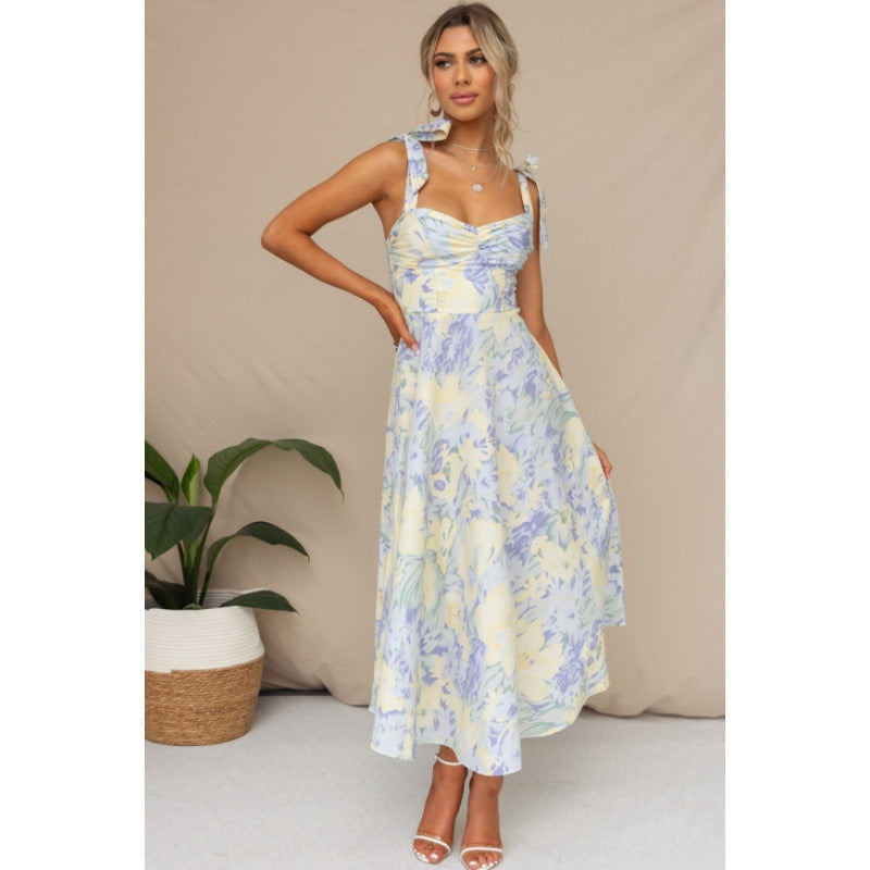 Damen Sommerliches Maxikleid mit verstellbaren Trägern und Raffungen R&B