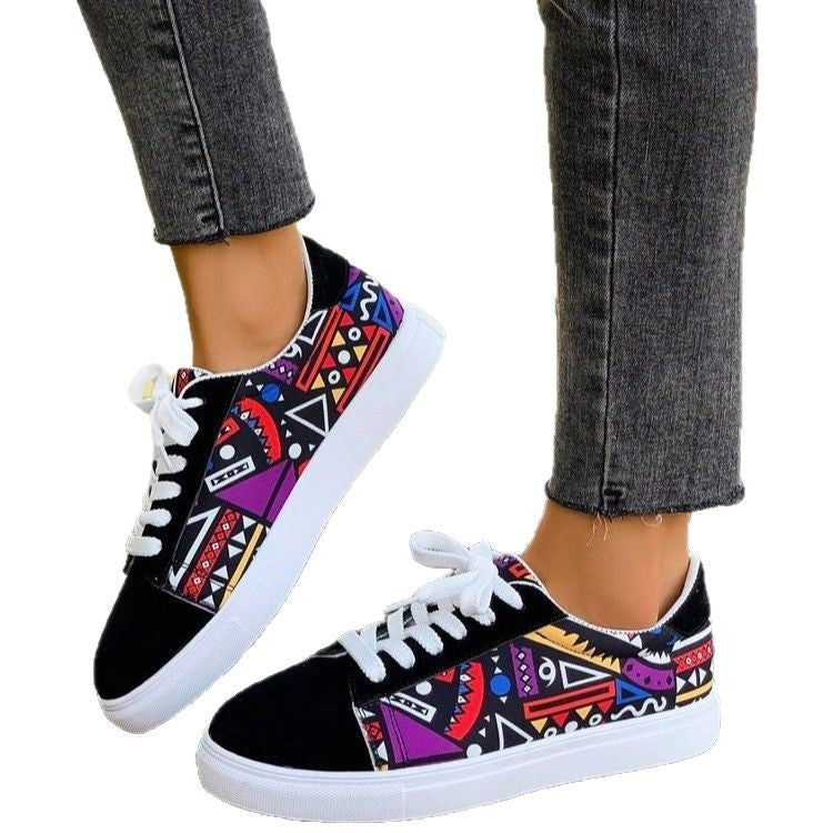 Damen modische Sneakers mit buntem Ethno-Muster R&B