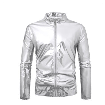 Herren nan ultraleichte reflektierende Windjacke mit Stehkragen und durchgehendem Reißverschluss R&B