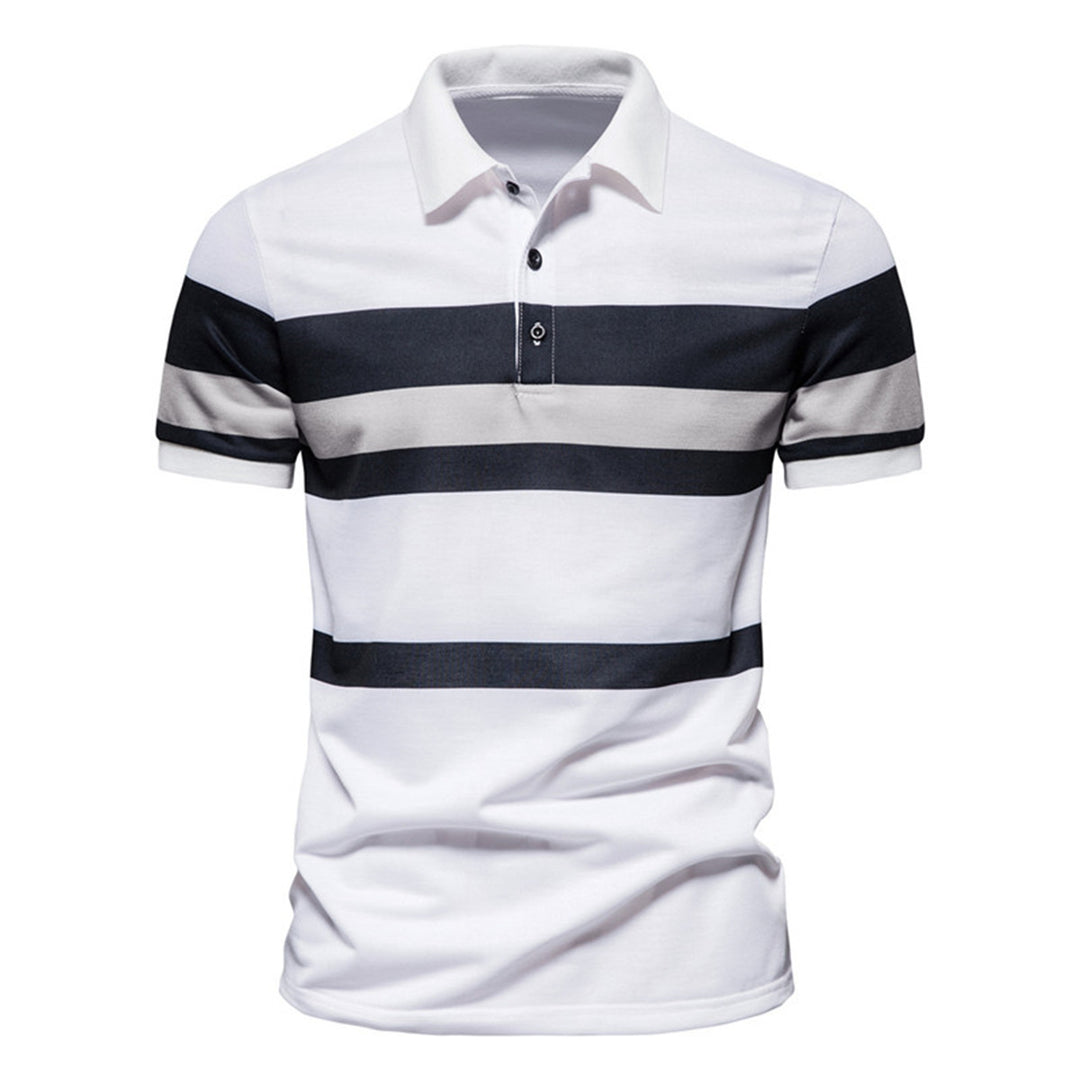 Herren Poloshirt mit modernem Streifenmuster und atmungsaktiver Baumwolle R&B