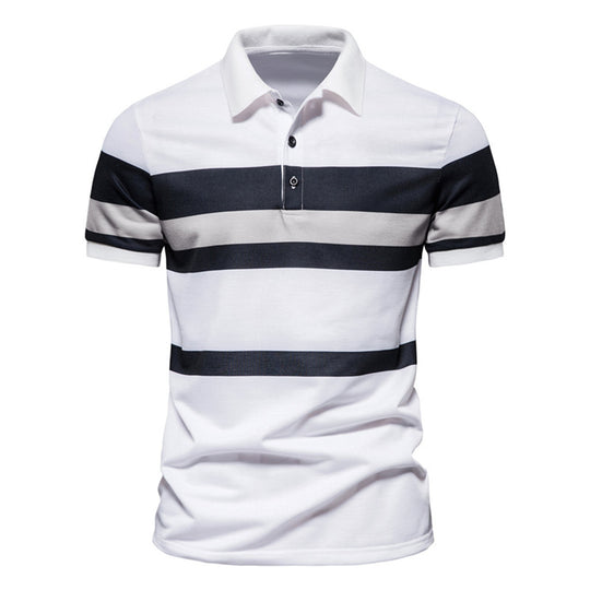 Herren Poloshirt mit modernem Streifenmuster und atmungsaktiver Baumwolle R&B