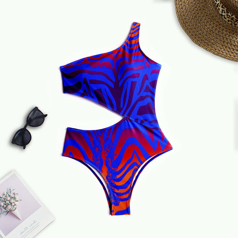 Damen asymmetrischer Cut-Out Badeanzug R&B