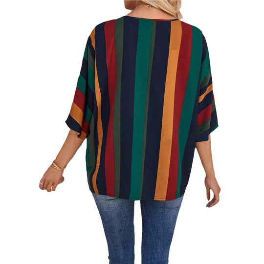Damen farbenfrohes gestreiftes Oberteil R&B