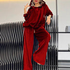 Damen Freizeit-Hosenset aus weichem Velours R&B