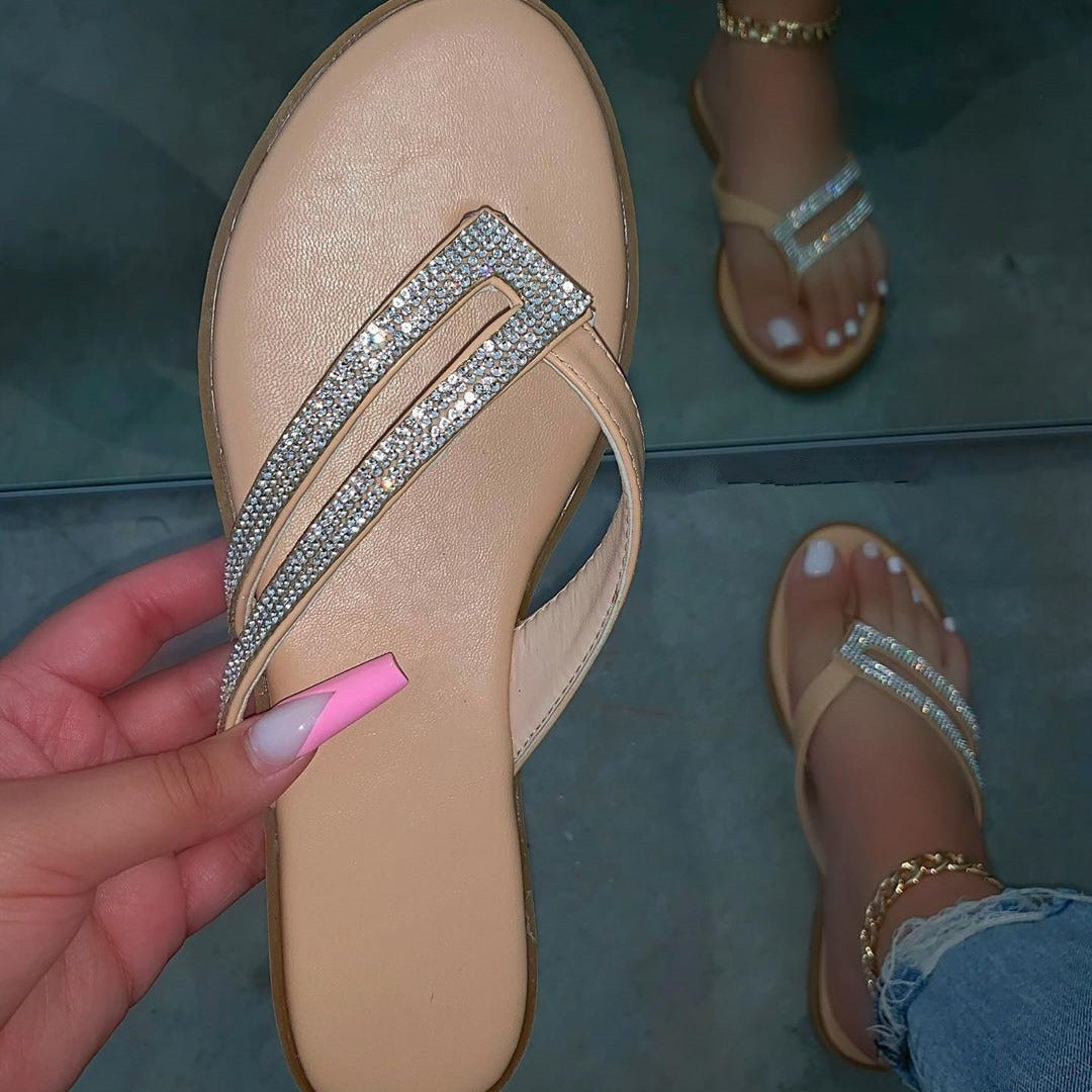 Damen modische Flip-Flops mit Glitzersteinen und ergonomischem Fußbett R&B