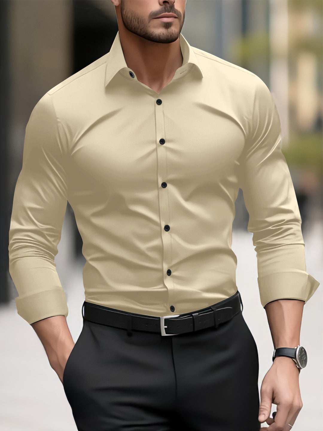 Herren Slim-Fit Langarmhemd mit modernem Schnitt und eleganten Akzenten R&B