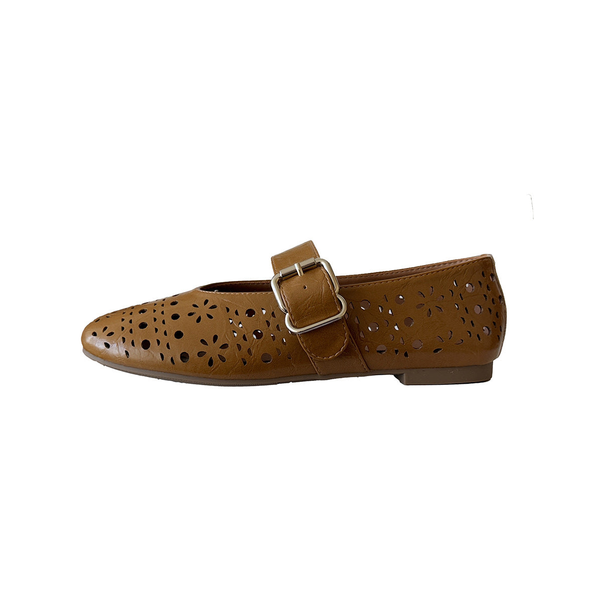 Damen Elegante und verspielte Ballerinas mit dekorativen Lochmustern und Riemchen