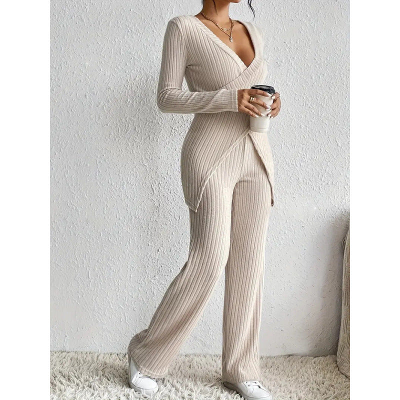 Damen elegantes lässiges Strickanzug Set R&B