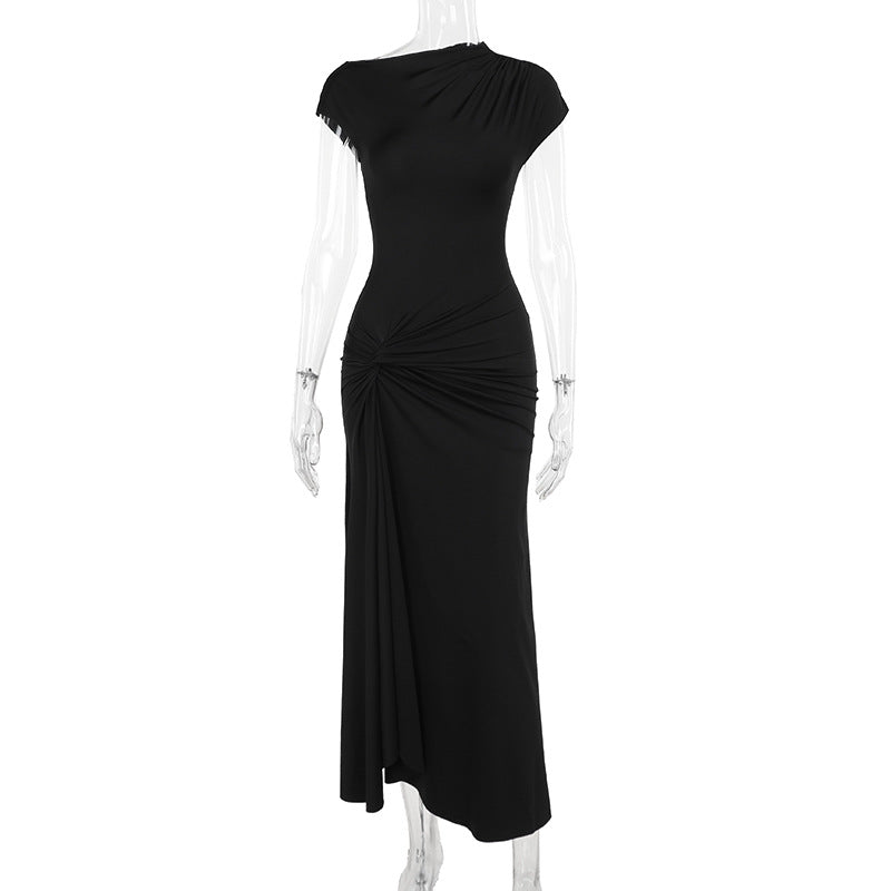 Damen Elegantes Langarm-Maxikleid mit hohem Schlitz R&B