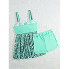 Damen Sportliche Badeoutfit mit floralem Rock