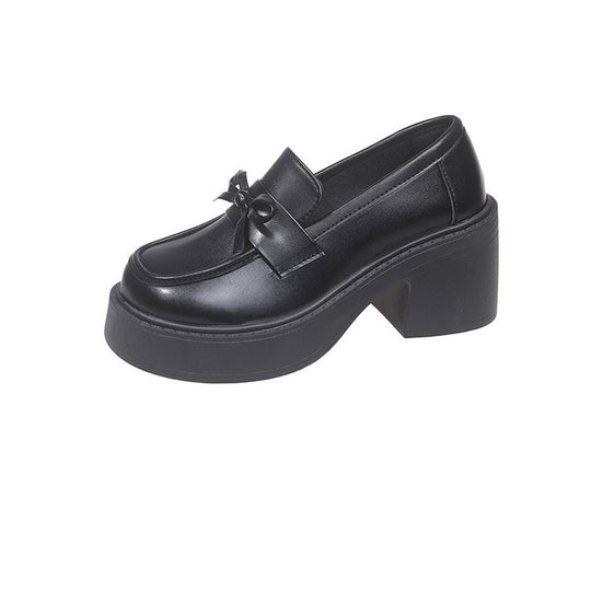 Damen elegante Mokassins mit modischem Blockabsatz und glänzendem Obermaterial R&B
