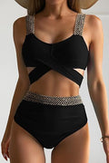 Damen Hochtaillierter Bikini mit elegantem Wickeldesign R&B