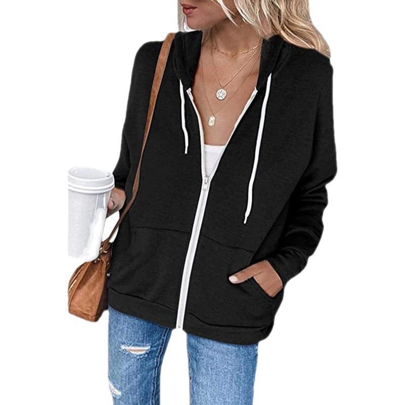 Damen Bequeme Kapuzenjacke mit durchgehendem Reißverschluss und großen Taschen R&B