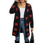 Damen Strick-Cardigan mit kreativem Halloween-Motiv R&B