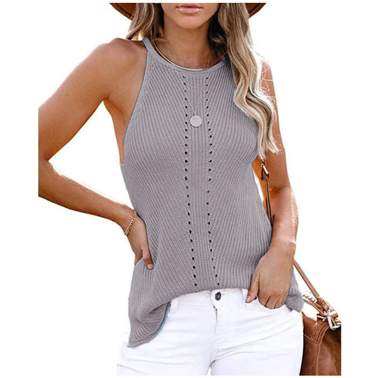 Damen ärmelloses Stricktop mit Struktur R&B