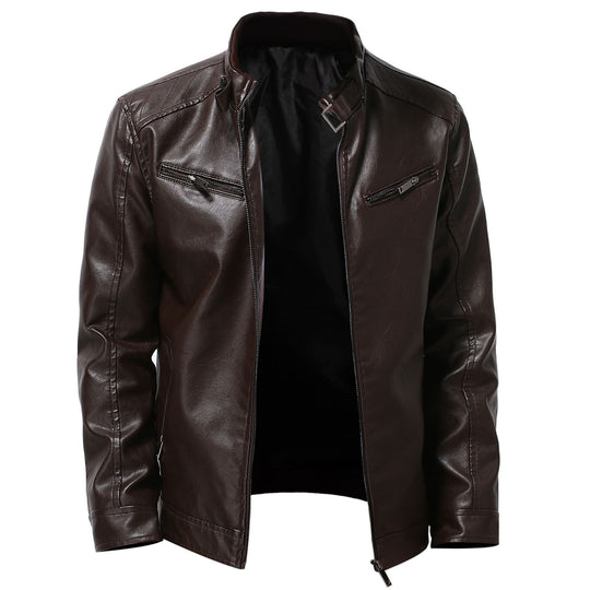 Herren stylische Motorradjacke mit asymmetrischem Reißverschluss und hochwertigen Details R&B