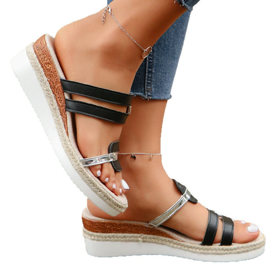 Damen Wedge-Pantoletten mit elegantem Riemendesign und komfortabler Sohle R&B