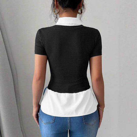 Damen Elegantes Oberteil mit fließendem Saum R&B