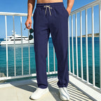 Herren nan Ferien-Loungehose aus atmungsaktivem Leinen‑Baumwollmix mit elastischem Bund und geradem Bein R&B