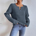 Damen Feinstrickpullover mit V-Ausschnitt und langen Ärmeln R&B