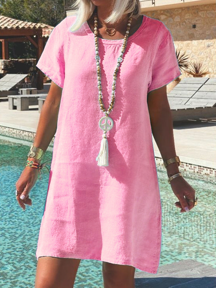 Damen Leichtes Strandkleid aus atmungsaktivem Leinen R&B