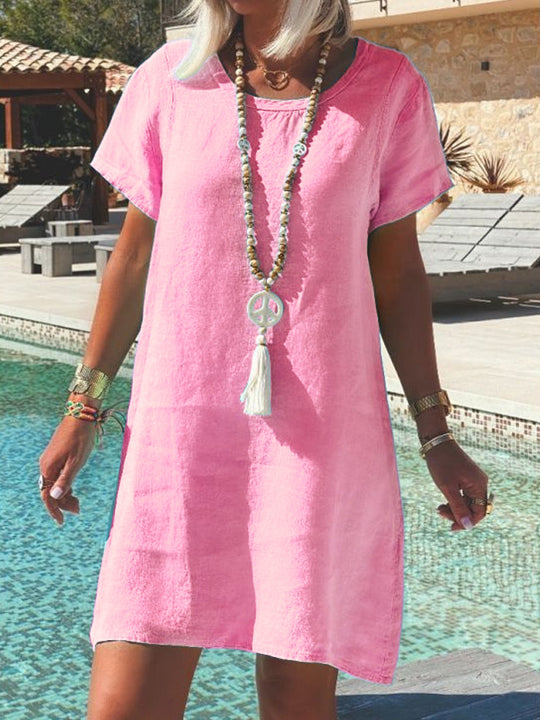 Damen Leichtes Strandkleid aus atmungsaktivem Leinen R&B