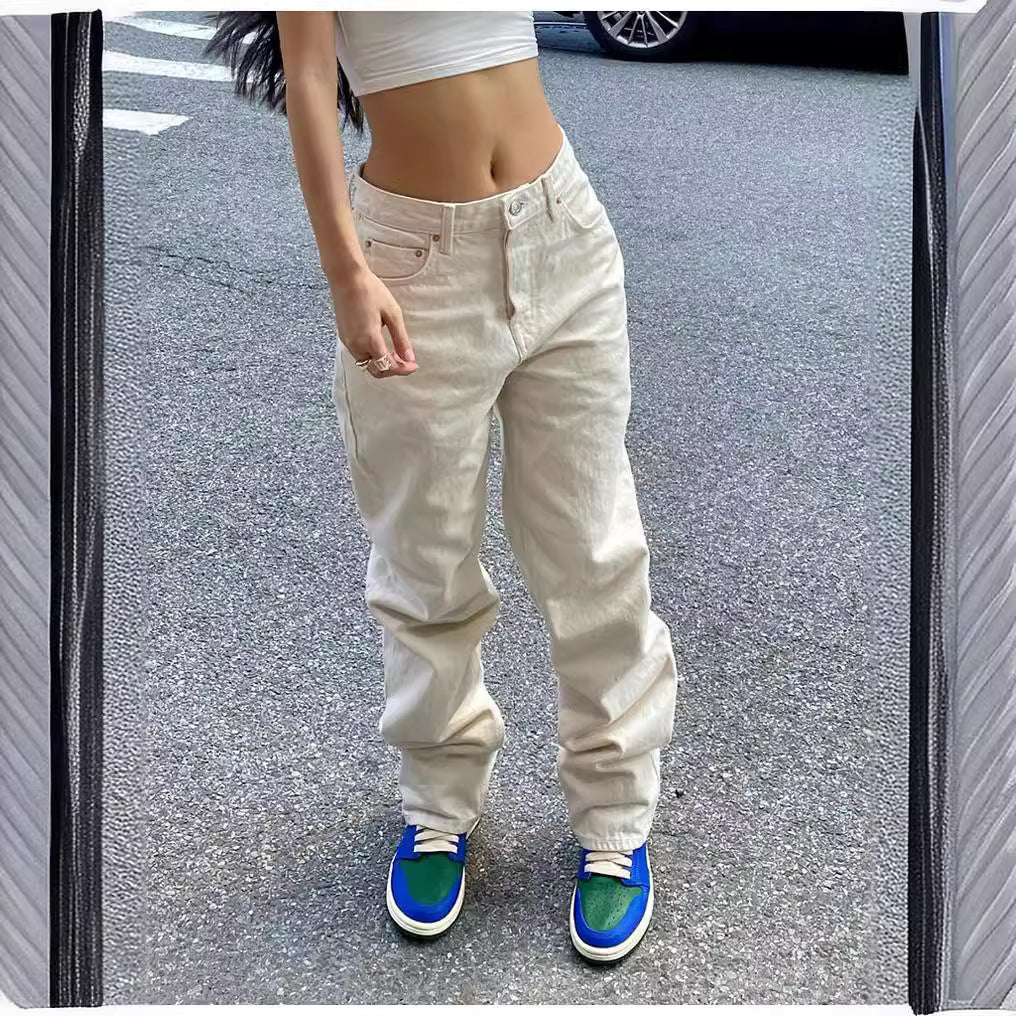 Damen weite High-Waist Jeans mit modernem Schnitt R&B