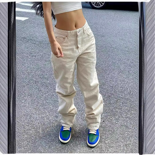 Damen weite High-Waist Jeans mit modernem Schnitt R&B