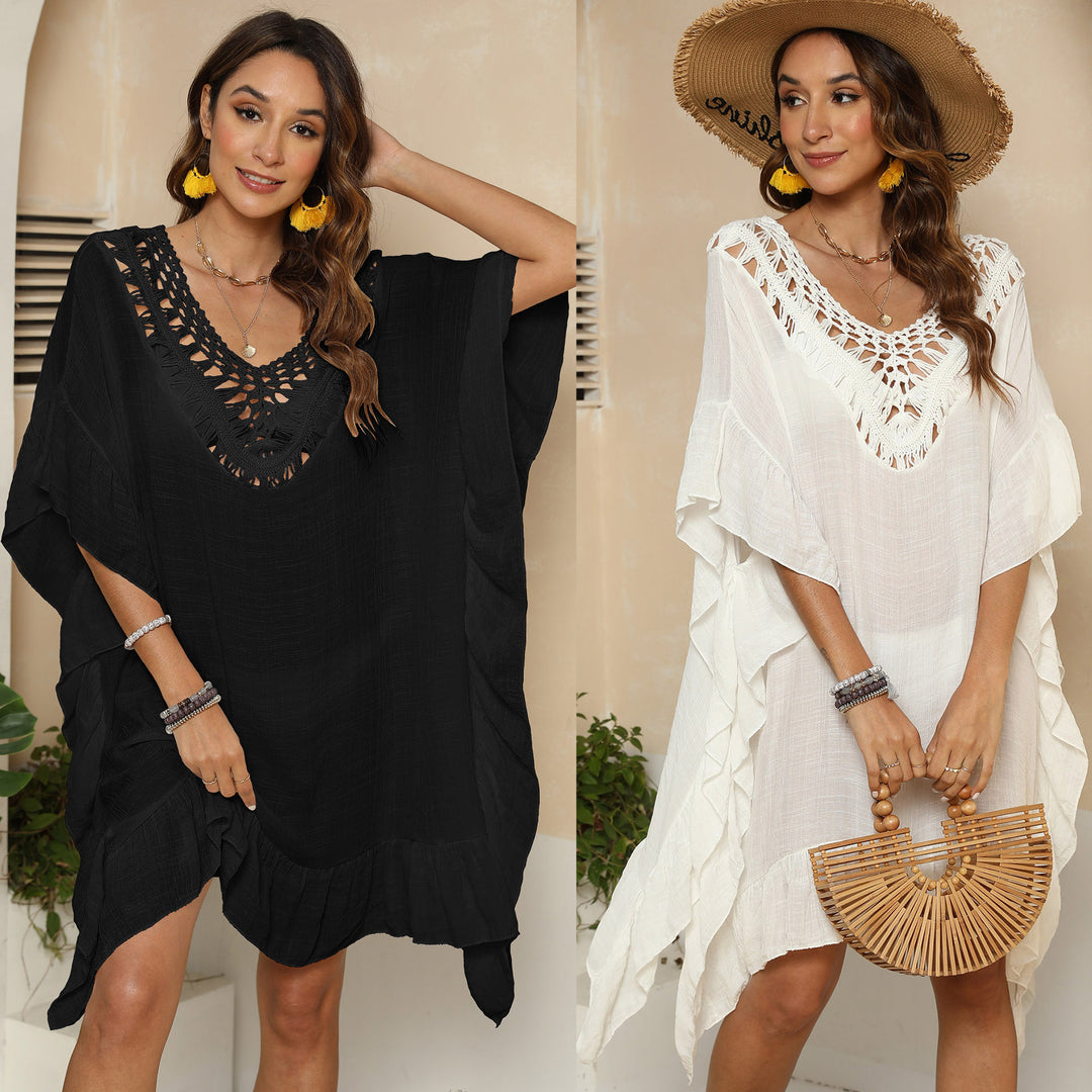Damen eleganter kaftan mit feiner Häkelspitze R&B