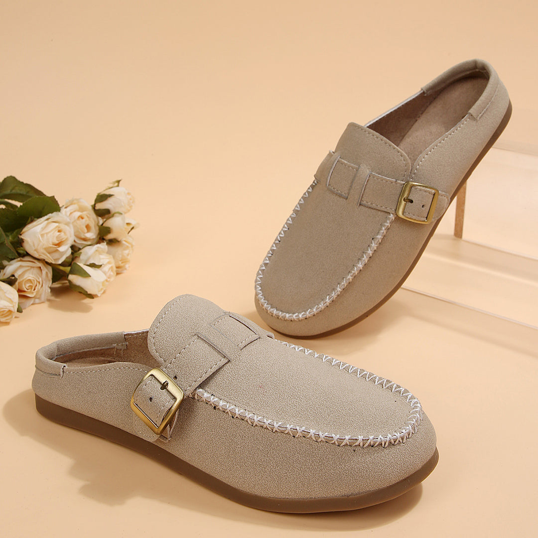 Damen Mokassin-Sandalen mit dekorativem Schnallen-Design R&B