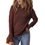 Damen Strickpullover mit strukturiertem Muster und Rundhalsausschnitt R&B