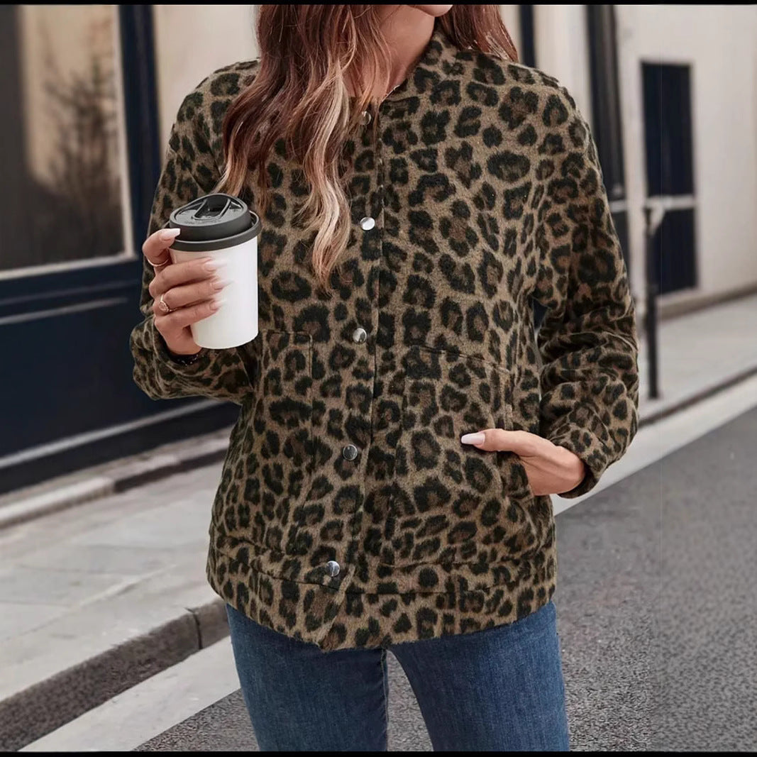 Damen Fleecejacke im trendigen Leopardenmuster R&B