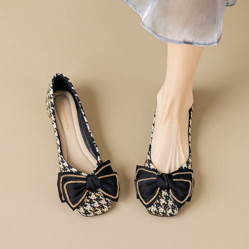 Damen Ballerinas mit eleganter Schleifenapplikation und funkelndem Strass R&B