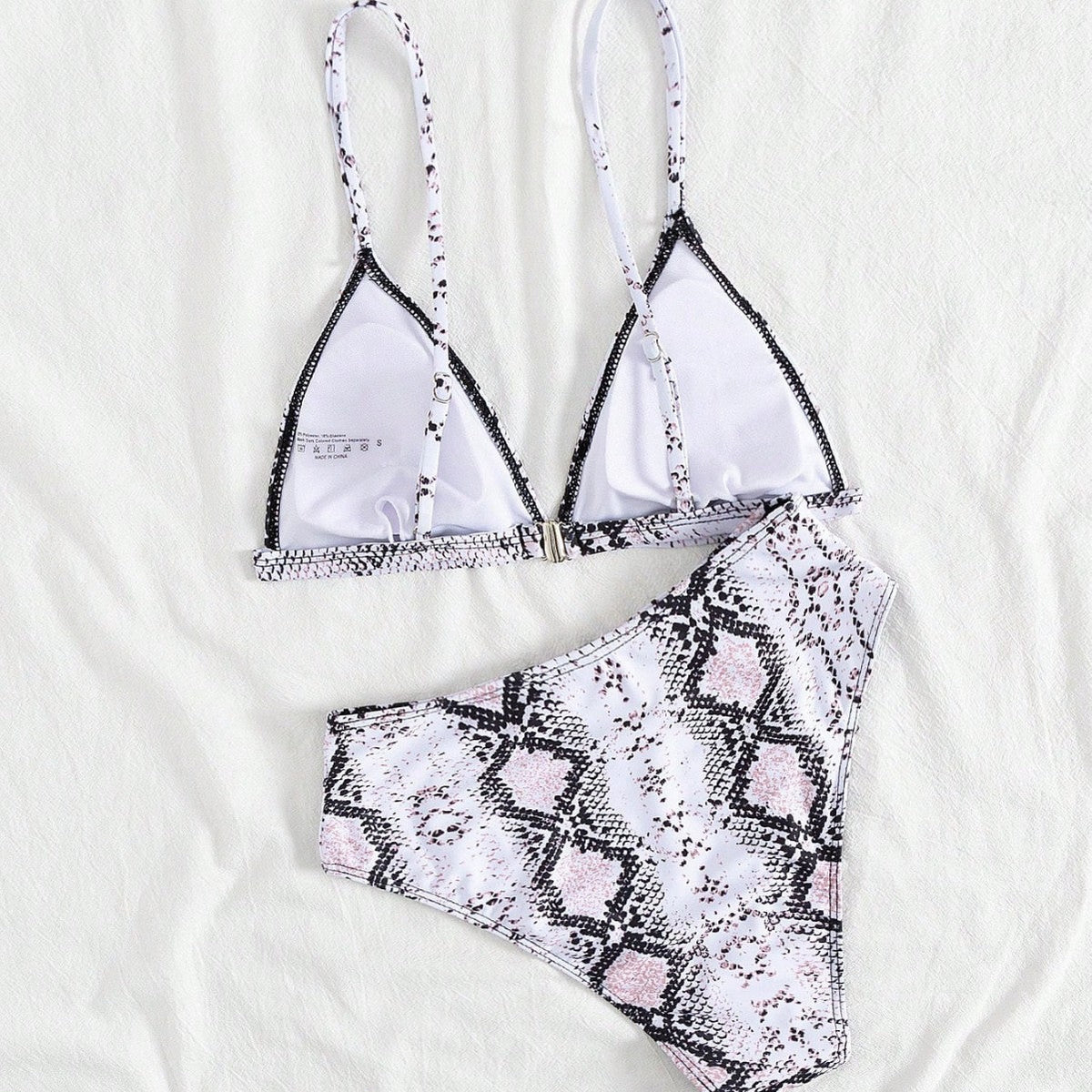 Damen modern geschnittenes Bikini-Set mit Schlangenmuster