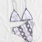Damen modern geschnittenes Bikini-Set mit Schlangenmuster R&B