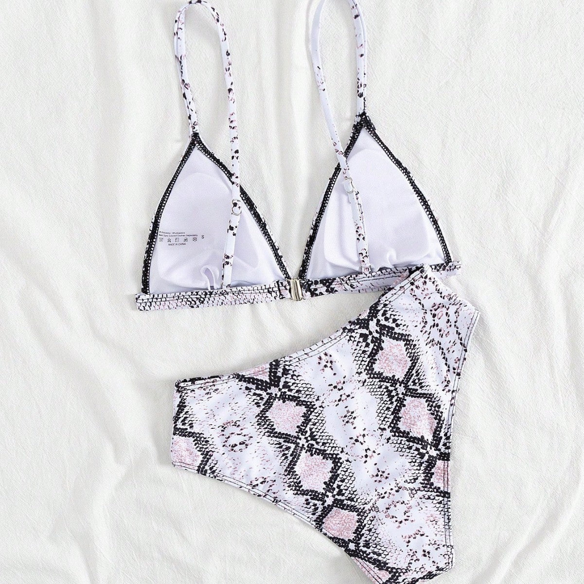 Damen modern geschnittenes Bikini-Set mit Schlangenmuster R&B