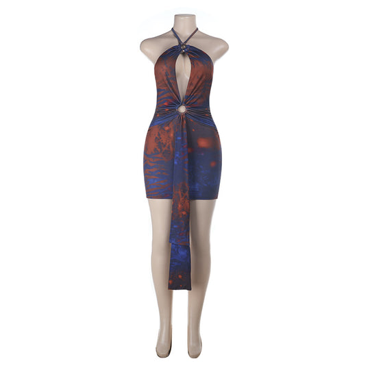 Damen figurbetontes Wickelkleid mit tiefem V-Ausschnitt und raffinierten Schnittdetails R&B