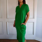 Damen luftiges Leinenkleid mit praktischen Seitentaschen R&B