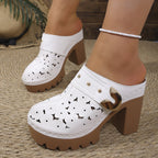 Damen Komfortable Clogs mit floraler Lochmusterung