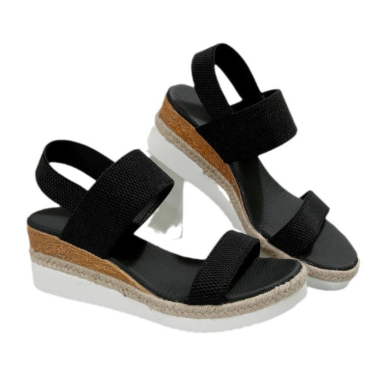 Damen Plateau-Sandalen mit dualem Riemen und entspannter Jute-Optik R&B