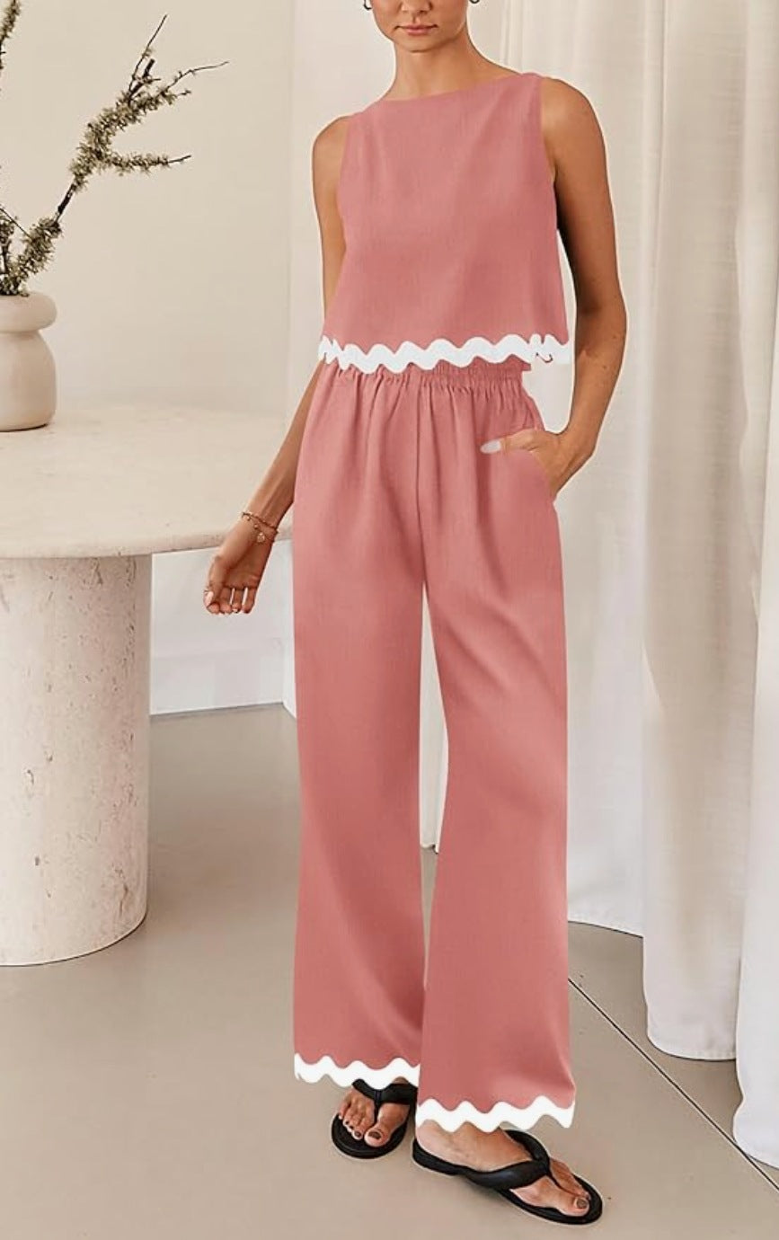 Damen elegantes Lounge-Set mit weitem Schnitt und dekorativen Wellenabschlüssen R&B
