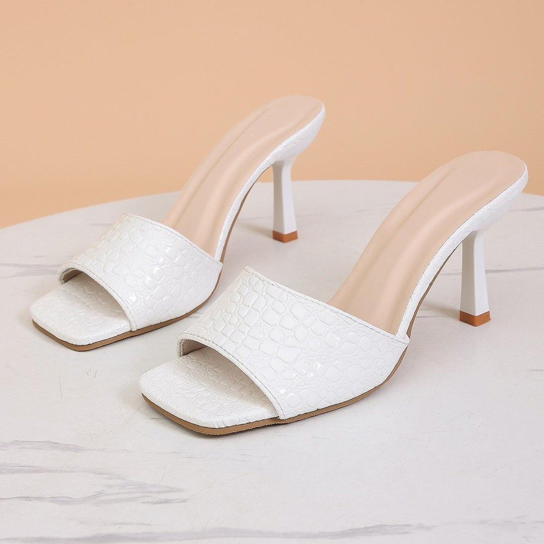 Damen elegantes Sandalen-Pantoletten mit schickem Krokodilprägung R&B