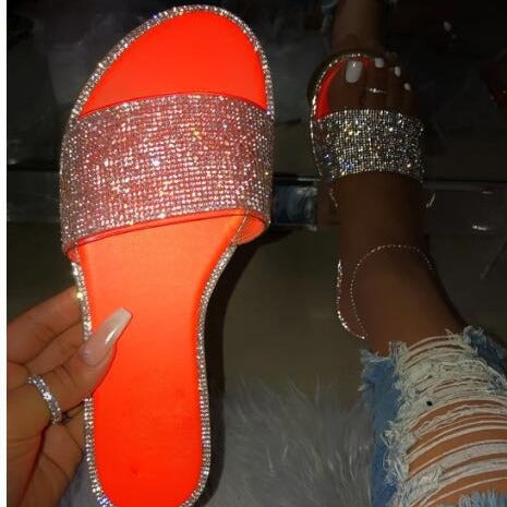 Damen Glamouröse Strandsandalen mit Strassverzierungen R&B