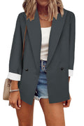 Damen nan legerer Oversize Blazer mit dreiviertelärmeln und kontrastmanschetten R&B